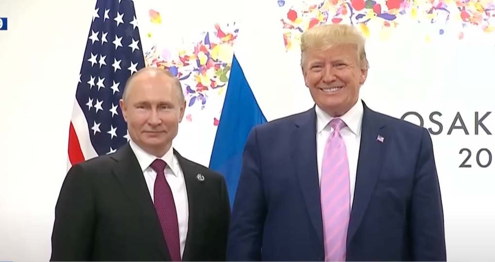 Image of President Putin and former President Trump during a pivotal final-term meeting, highlighting a rare moment in US-Russia diplomatic relations.